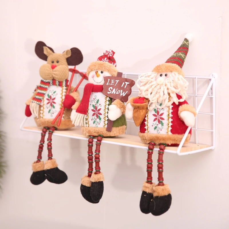 Décoration d'arbre de poupées de Noël, ornement de nouvel an, renne, bonhomme de neige, père Noël assis au beurre, joyeux Noël