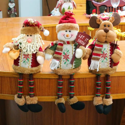 Décoration d'arbre de poupées de Noël, ornement de nouvel an, renne, bonhomme de neige, père Noël assis au beurre, joyeux Noël