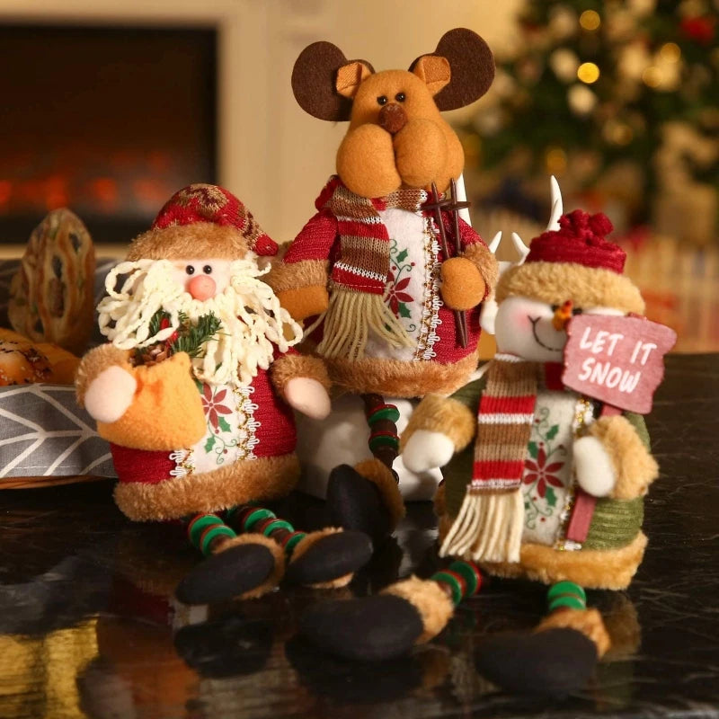 Décoration d'arbre de poupées de Noël, ornement de nouvel an, renne, bonhomme de neige, père Noël assis au beurre, joyeux Noël