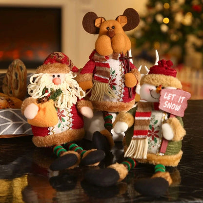 Décoration d'arbre de poupées de Noël, ornement de nouvel an, renne, bonhomme de neige, père Noël assis au beurre, joyeux Noël