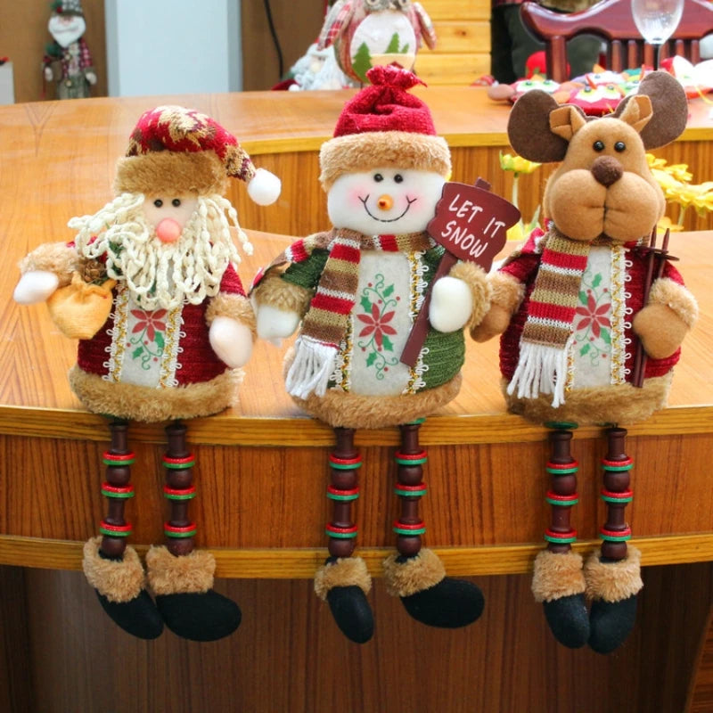 Décoration d'arbre de poupées de Noël, ornement de nouvel an, renne, bonhomme de neige, père Noël assis au beurre, joyeux Noël