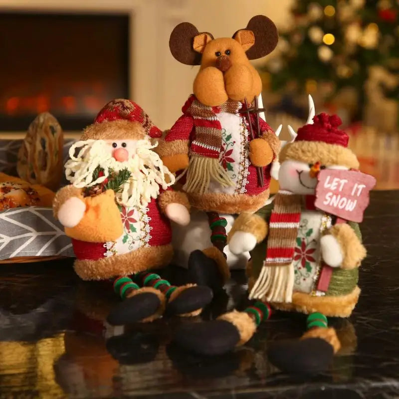 Décoration d'arbre de poupées de Noël, ornement de nouvel an, renne, bonhomme de neige, père Noël assis au beurre, joyeux Noël
