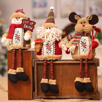Décoration d'arbre de poupées de Noël, ornement de nouvel an, renne, bonhomme de neige, père Noël assis au beurre, joyeux Noël