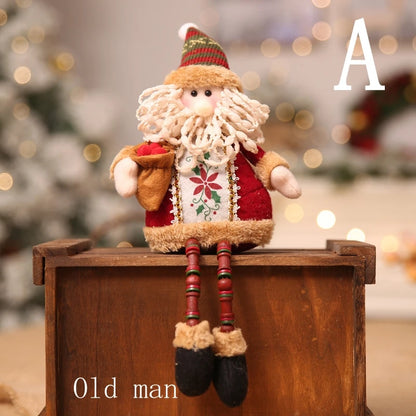 Décoration d'arbre de poupées de Noël, ornement de nouvel an, renne, bonhomme de neige, père Noël assis au beurre, joyeux Noël