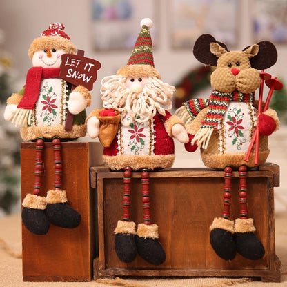 Décoration d'arbre de poupées de Noël, ornement de nouvel an, renne, bonhomme de neige, père Noël assis au beurre, joyeux Noël