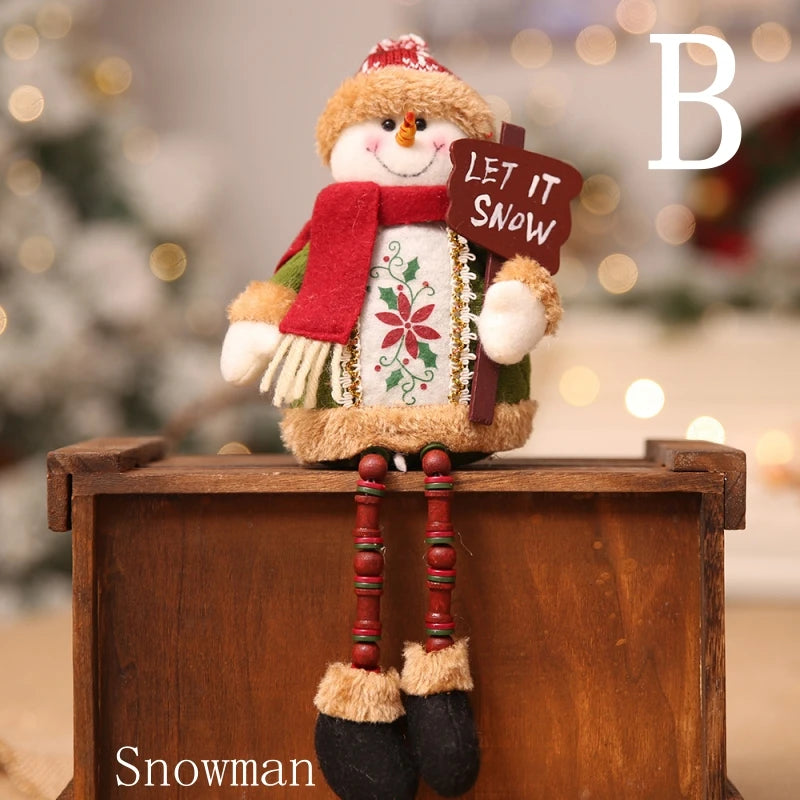 Décoration d'arbre de poupées de Noël, ornement de nouvel an, renne, bonhomme de neige, père Noël assis au beurre, joyeux Noël